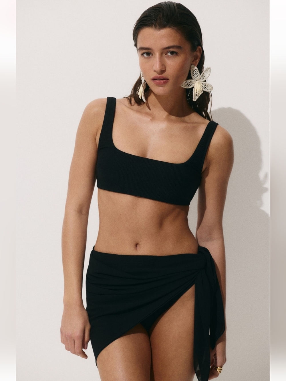 ​H&M Smocked Ripple Bikini Set - Black - Small - SOLD OUT - Brazilian Vacation